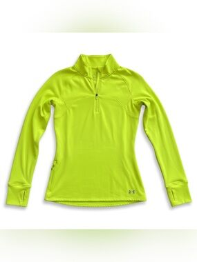 Under Armour Neon Yellow Half-Zip Performance Pullover Running Gym Hiking